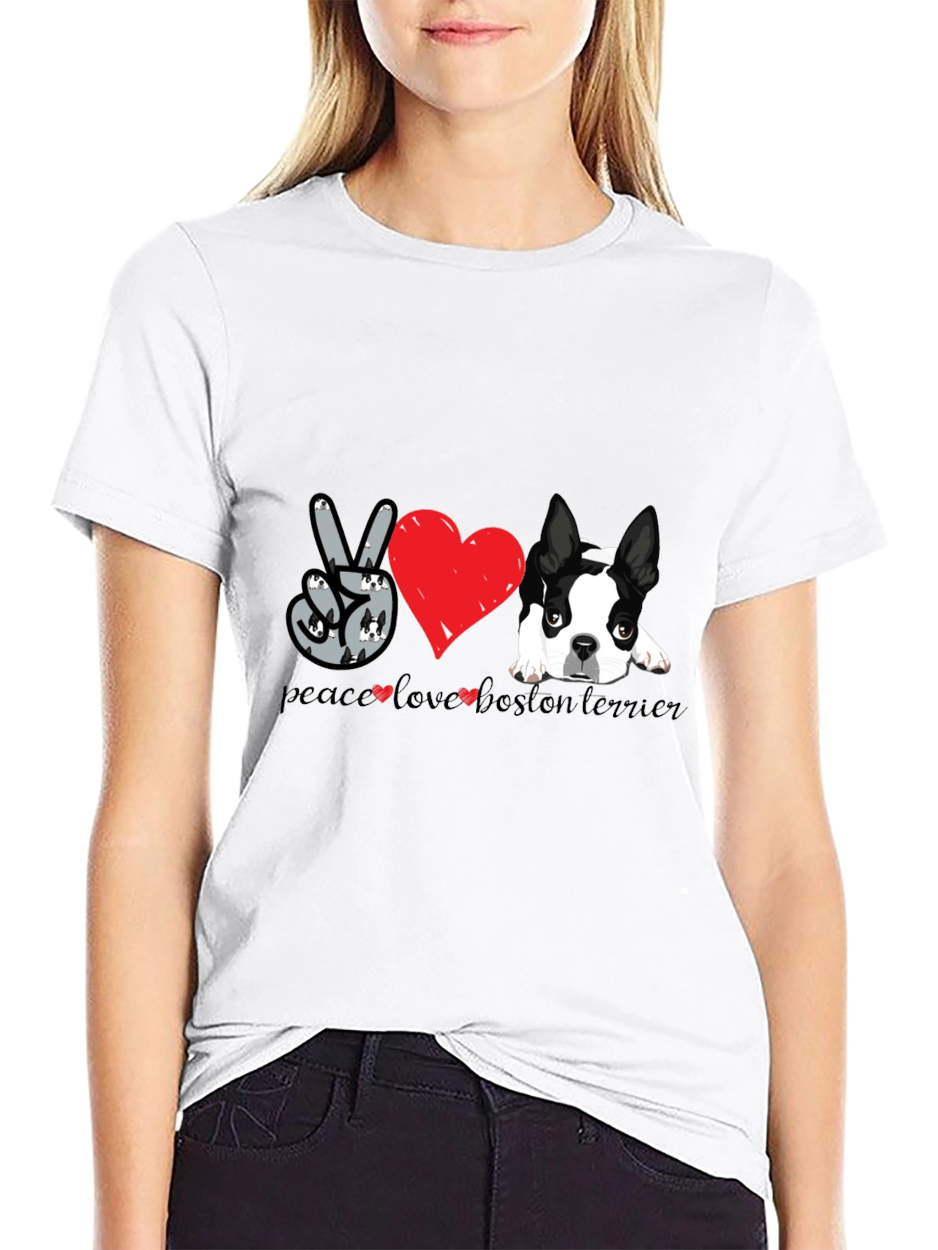 Peace Love Boston Terrier T-Shirt