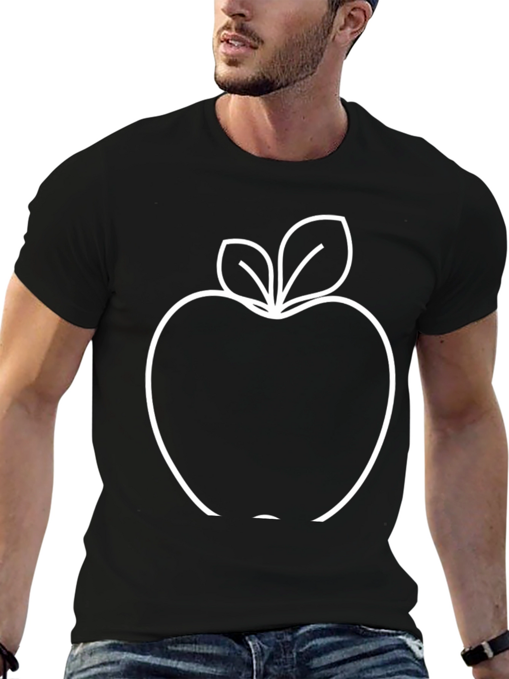 Black Apple Outline Graphic T-Shirt