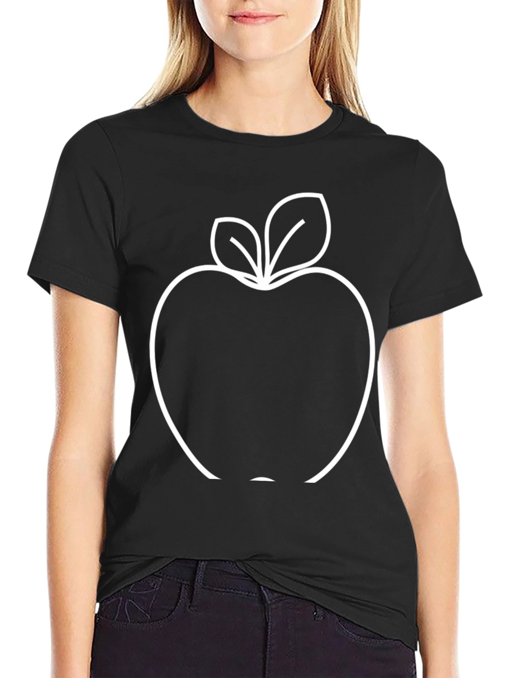 Black Apple Outline Graphic T-Shirt