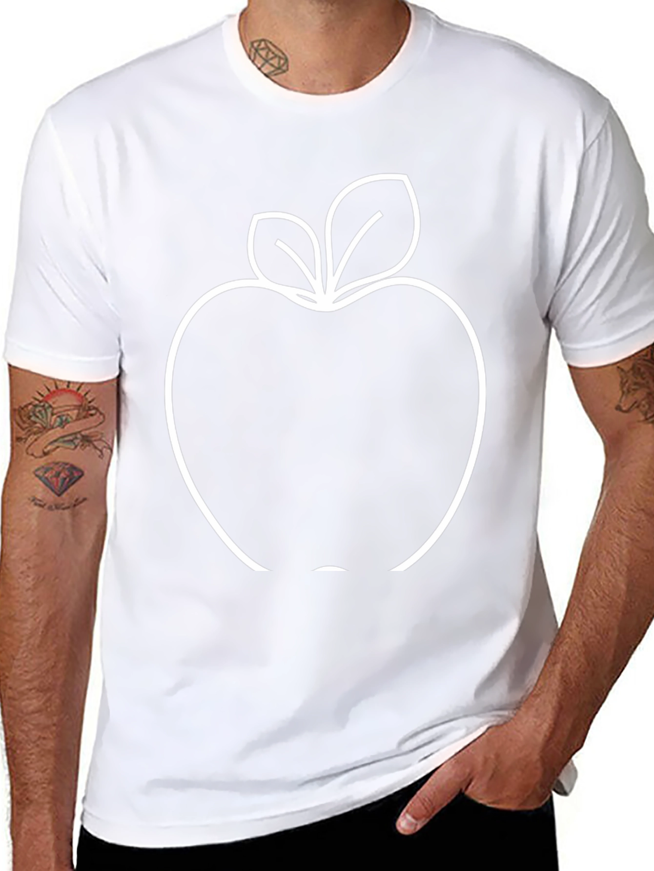 Black Apple Outline Graphic T-Shirt