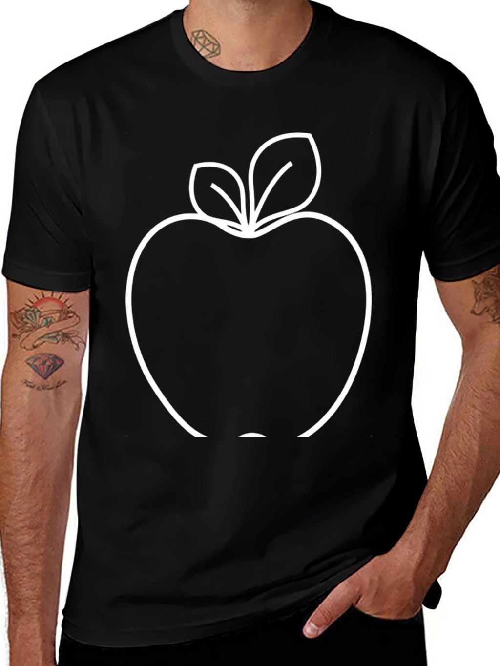 Black Apple Outline Graphic T-Shirt
