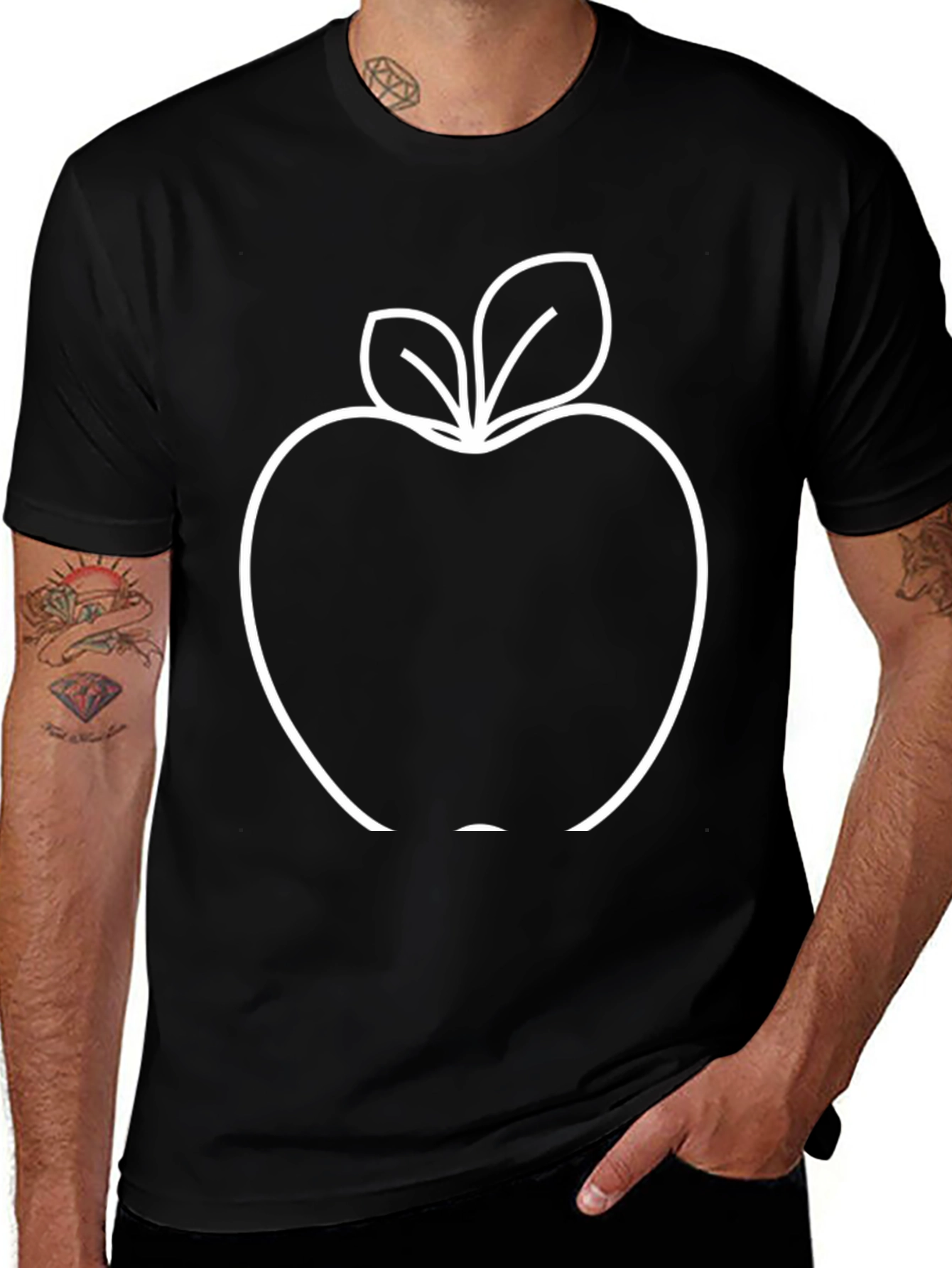 Black Apple Outline Graphic T-Shirt