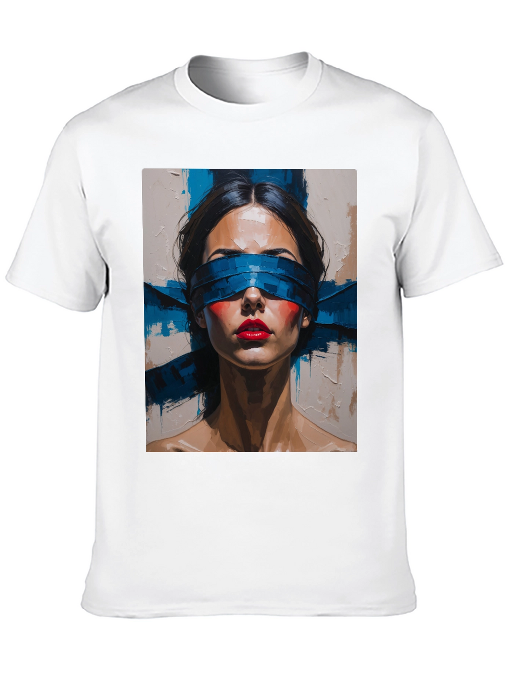 Artistic Blindfolded Woman Graphic Tee - Unisex