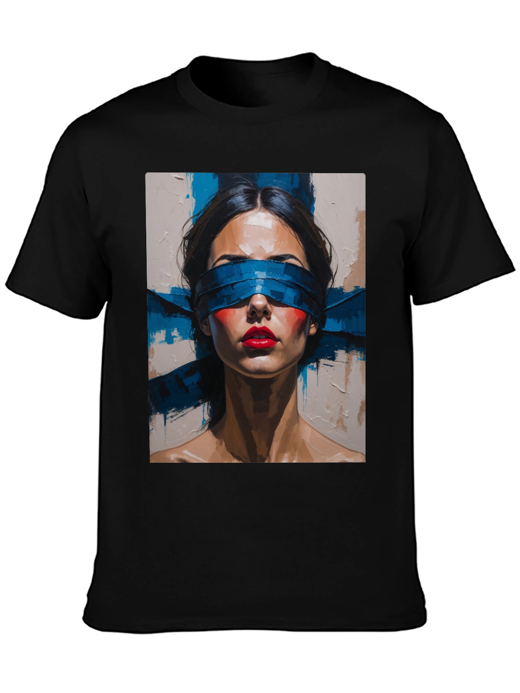 Artistic Blindfolded Woman Graphic Tee - Unisex