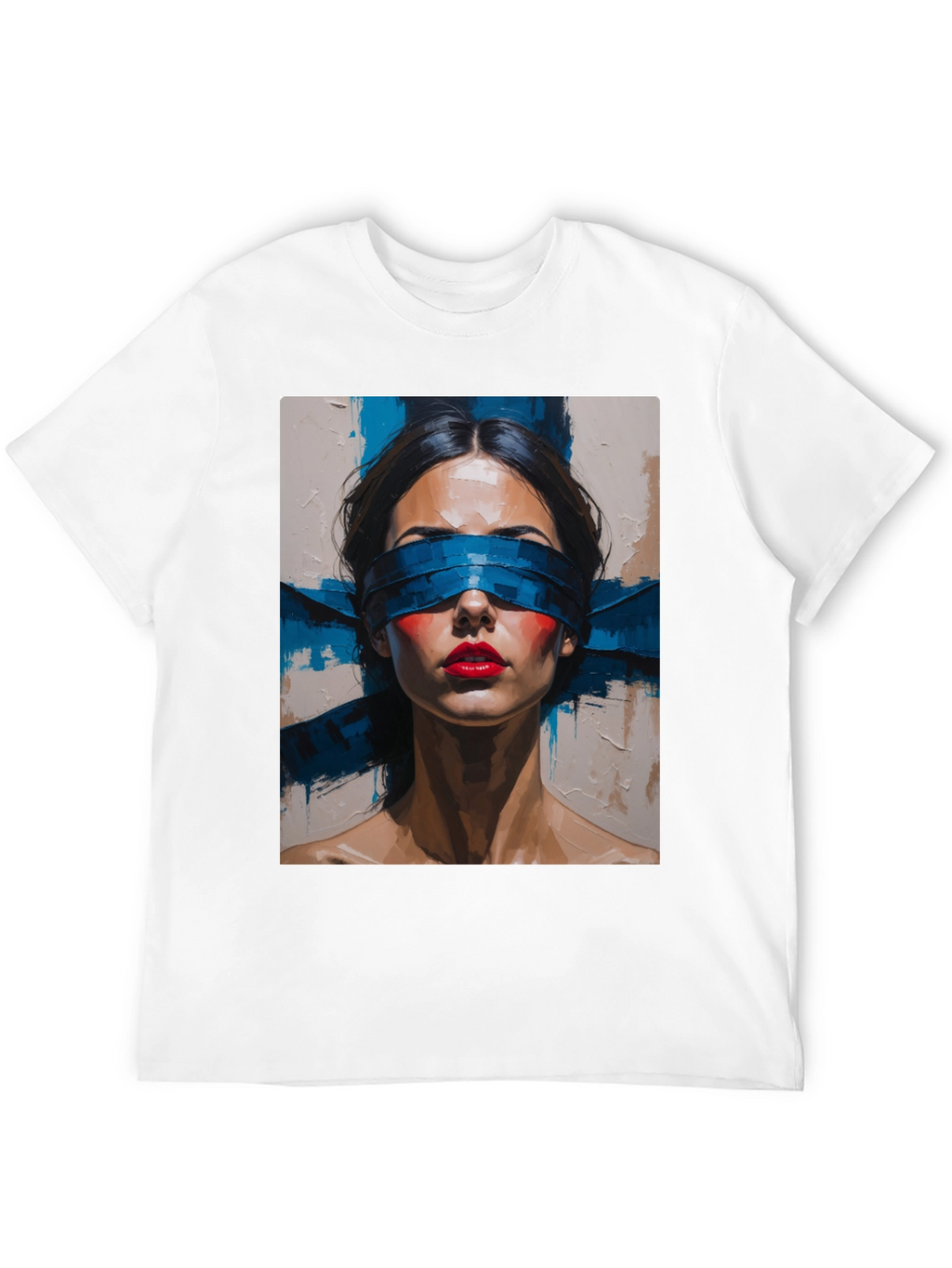 Artistic Blindfolded Woman Graphic Tee - Unisex