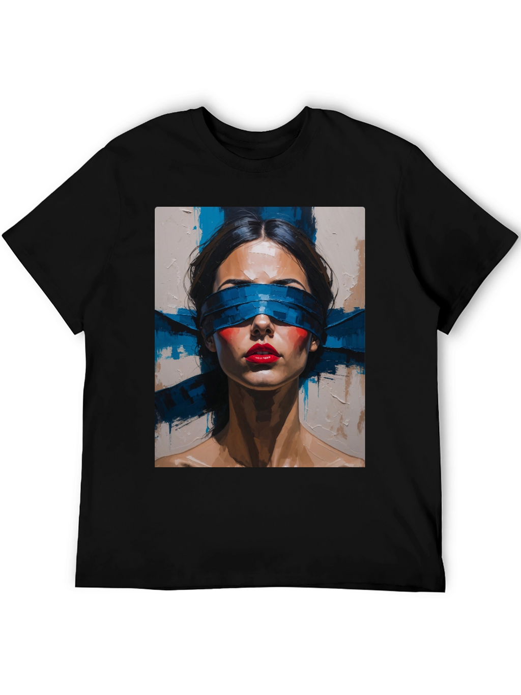 Artistic Blindfolded Woman Graphic Tee - Unisex