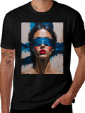 Artistic Blindfolded Woman Graphic Tee - Unisex