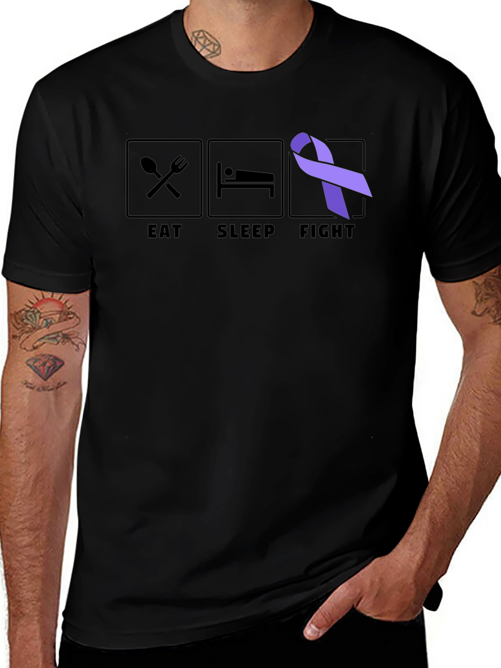 Eat Sleep Fight T-Shirt Cancer Awareness Tee