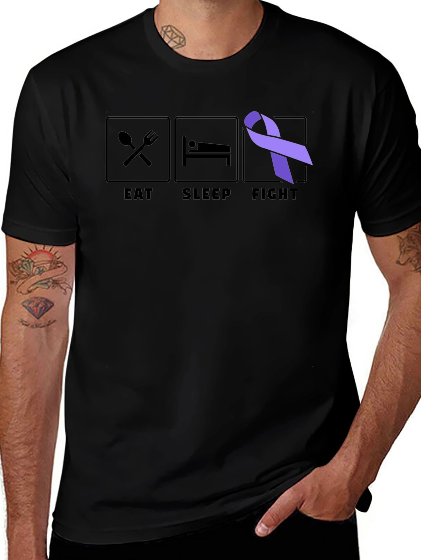 Eat Sleep Fight T-Shirt Cancer Awareness Tee