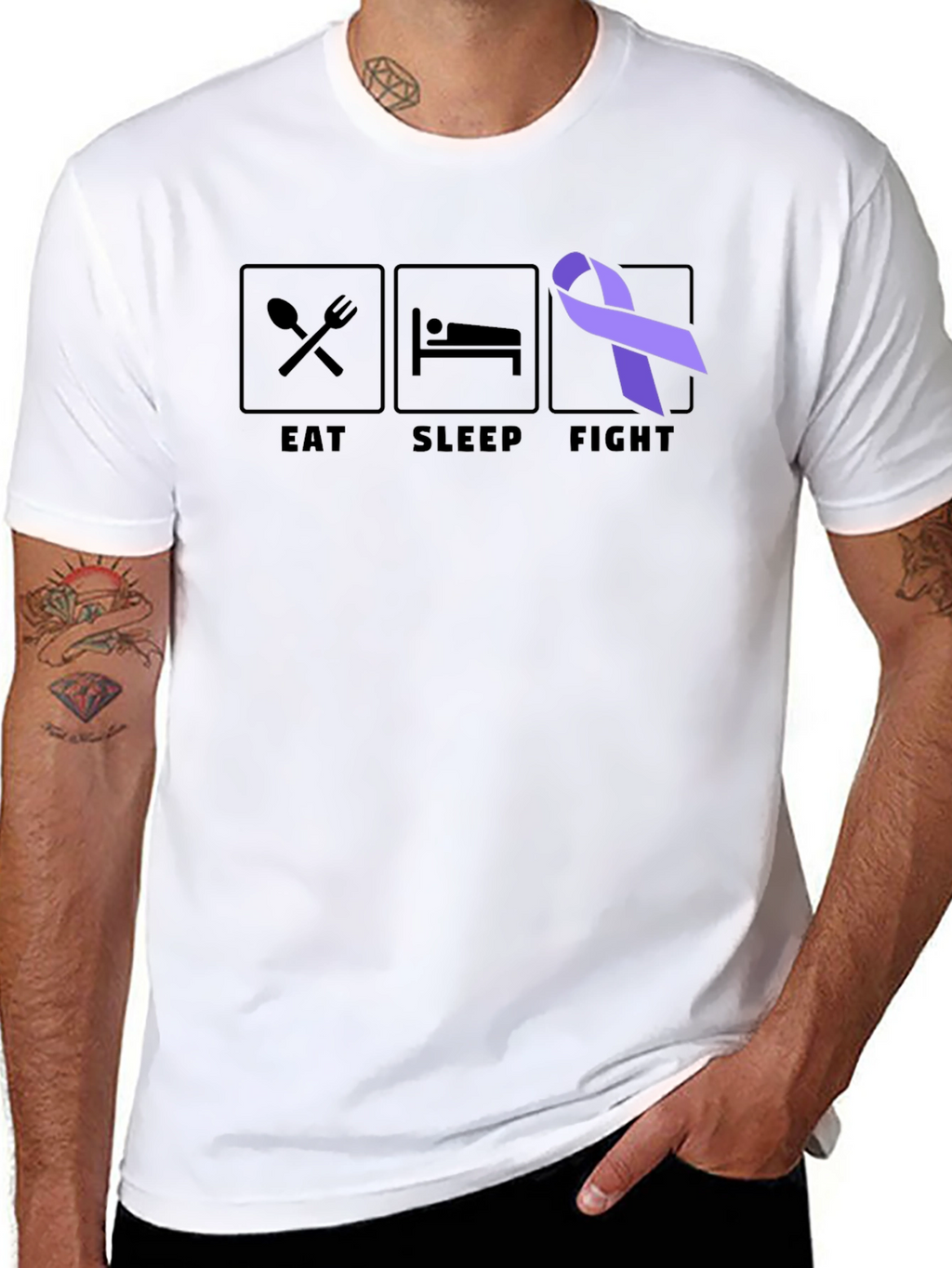 Eat Sleep Fight T-Shirt Cancer Awareness Tee