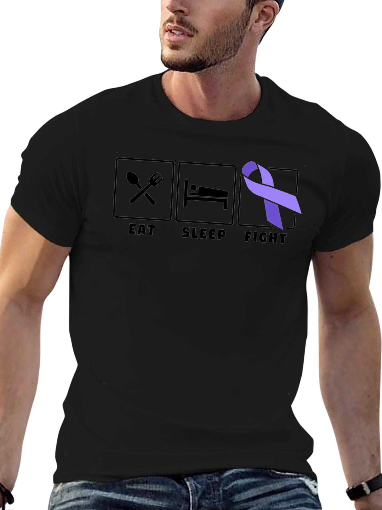 Eat Sleep Fight T-Shirt Cancer Awareness Tee