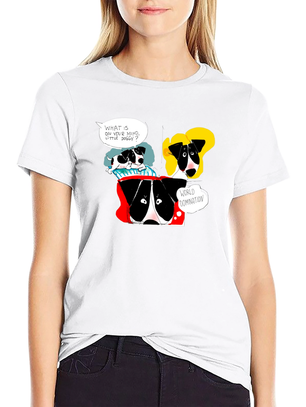 Funny Dog World Domination Graphic T-Shirt