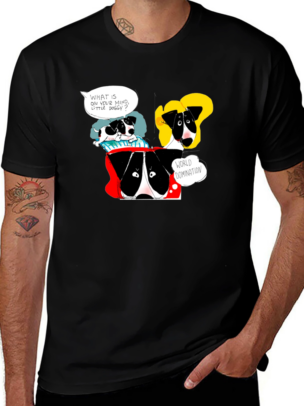 Funny Dog World Domination Graphic T-Shirt