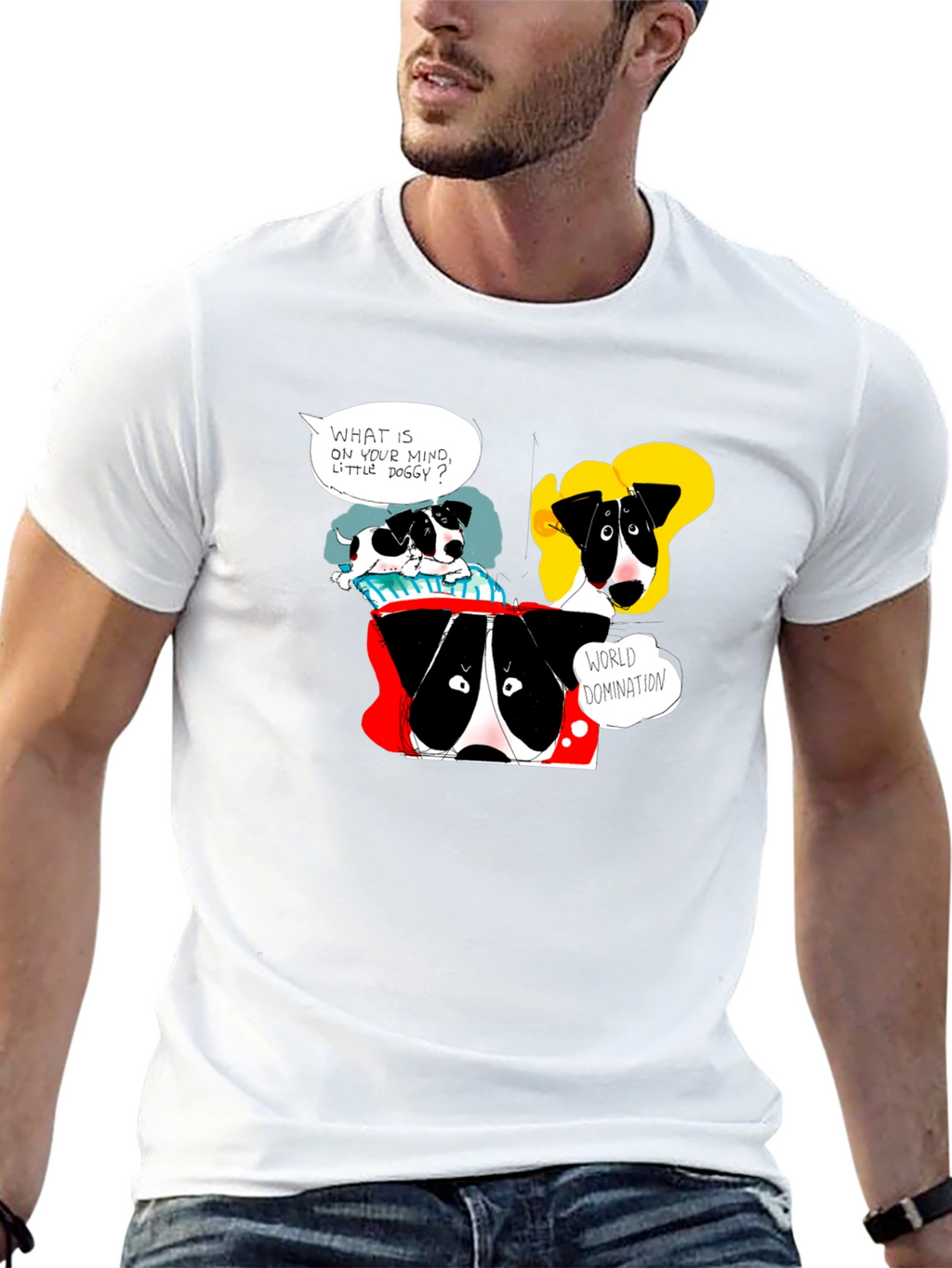 Funny Dog World Domination Graphic T-Shirt