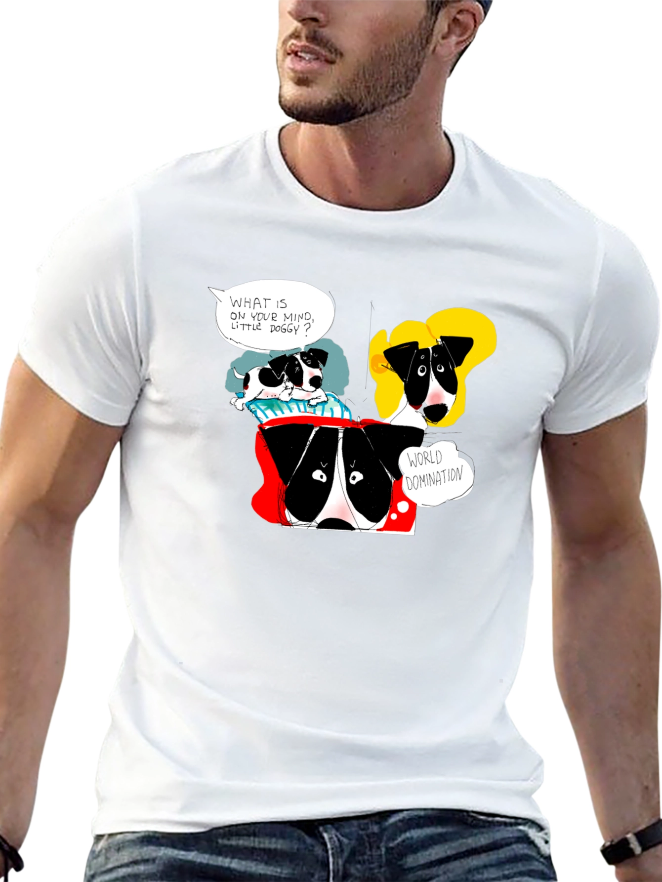 Funny Dog World Domination Graphic T-Shirt