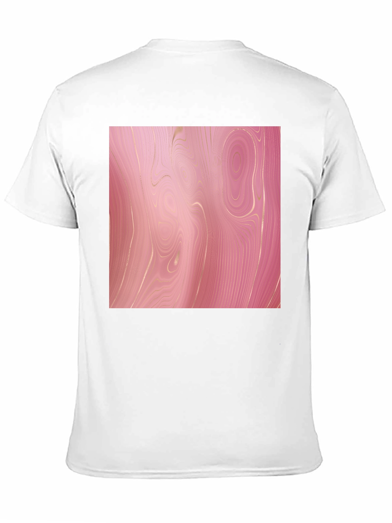 Trendy Pink Marble Print Black T-Shirt