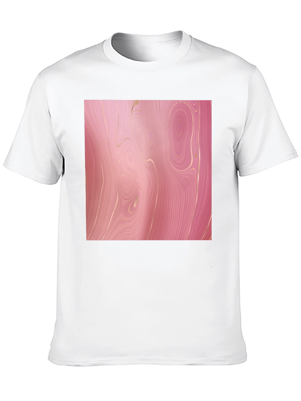 Trendy Pink Marble Print Black T-Shirt