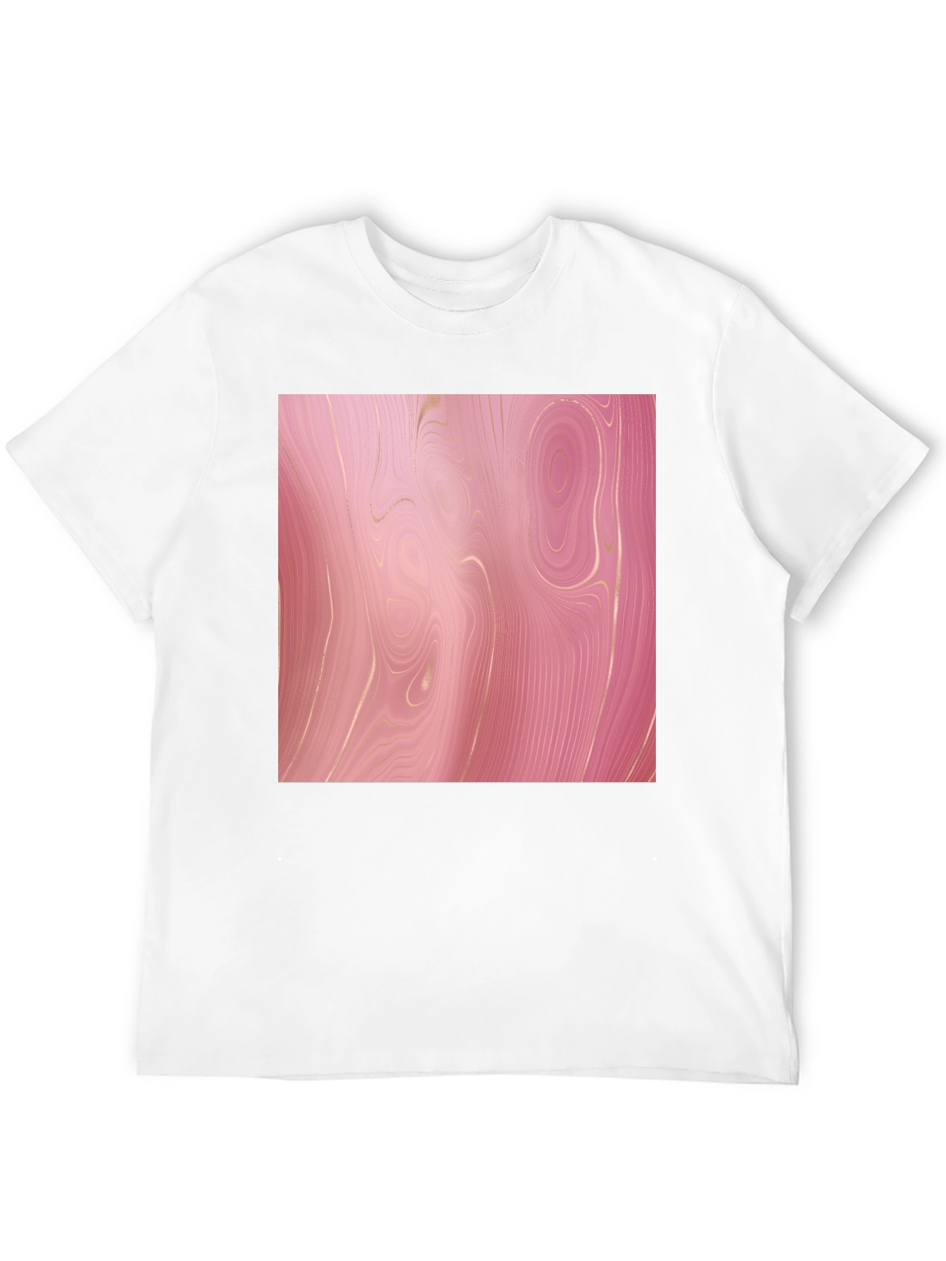 Trendy Pink Marble Print Black T-Shirt