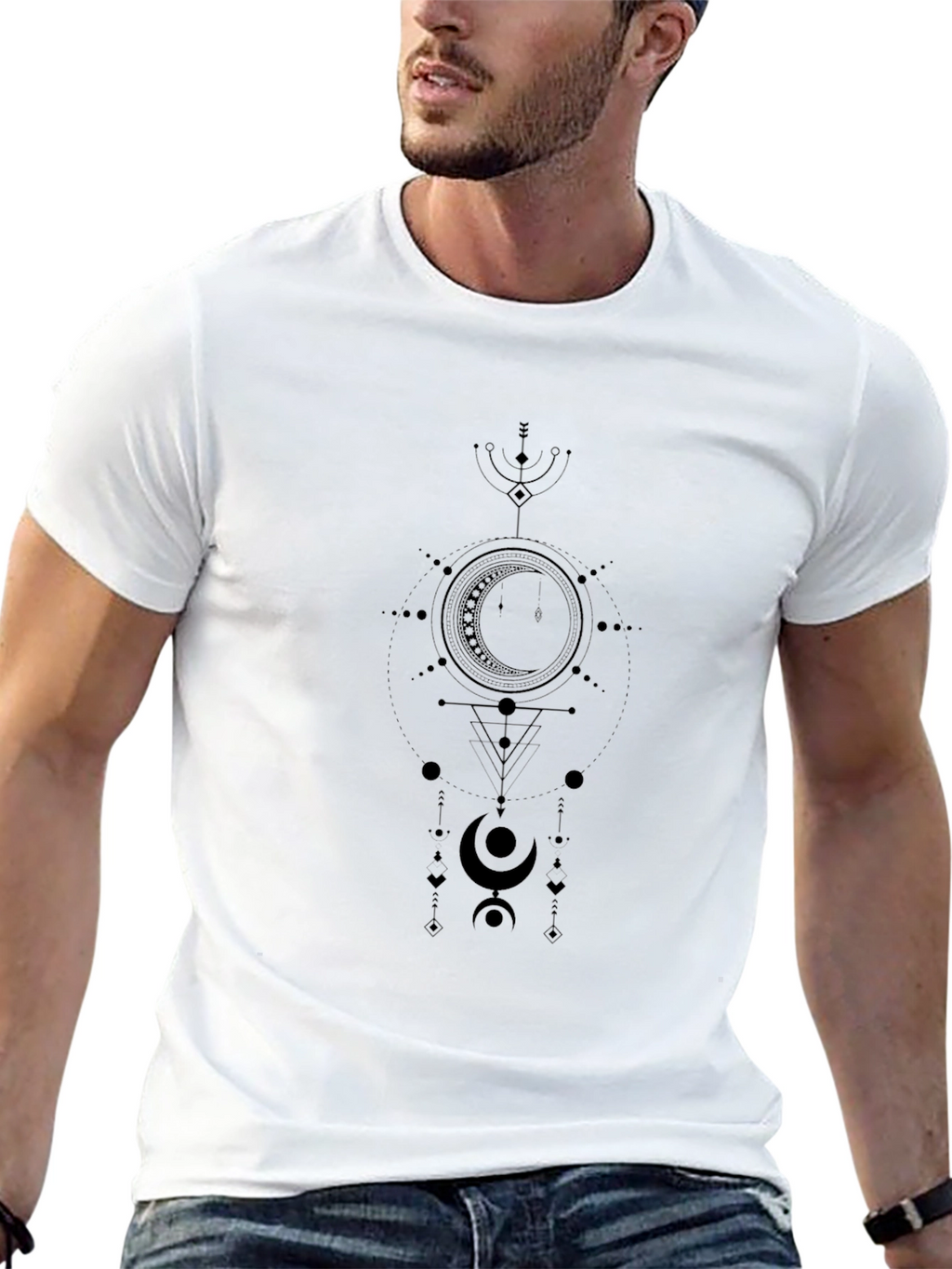 Mystic Moon Graphic Tee - Black Cotton