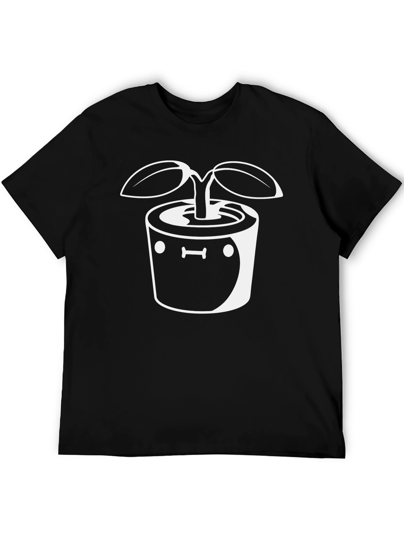 Plant Pot Graphic Tee - Black Cotton Casual Shirt