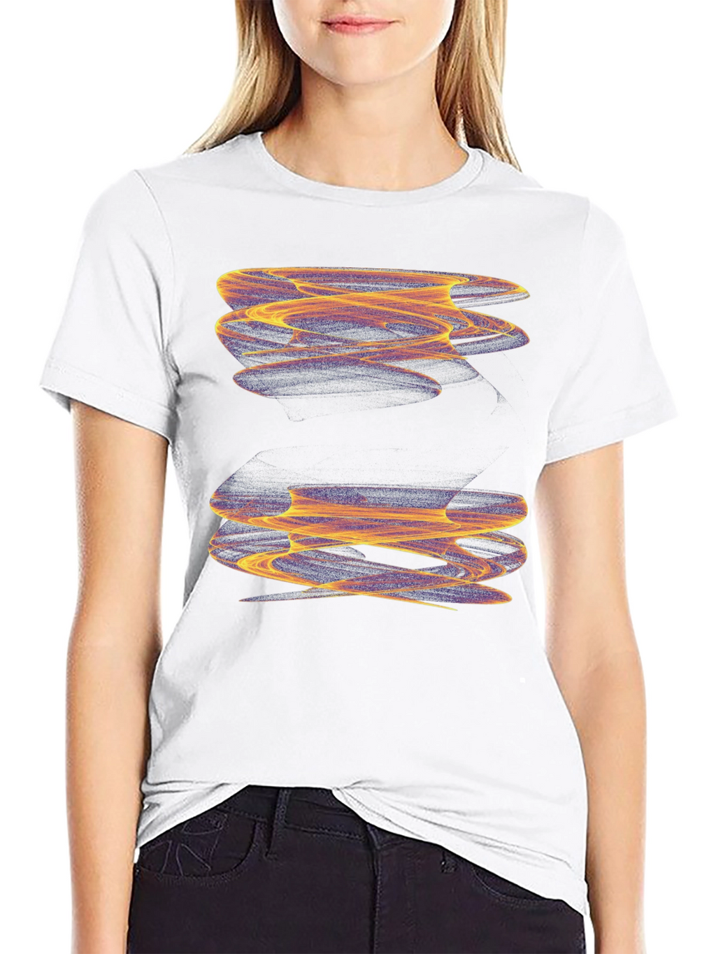 Abstract Swirl Graphic Black T-Shirt