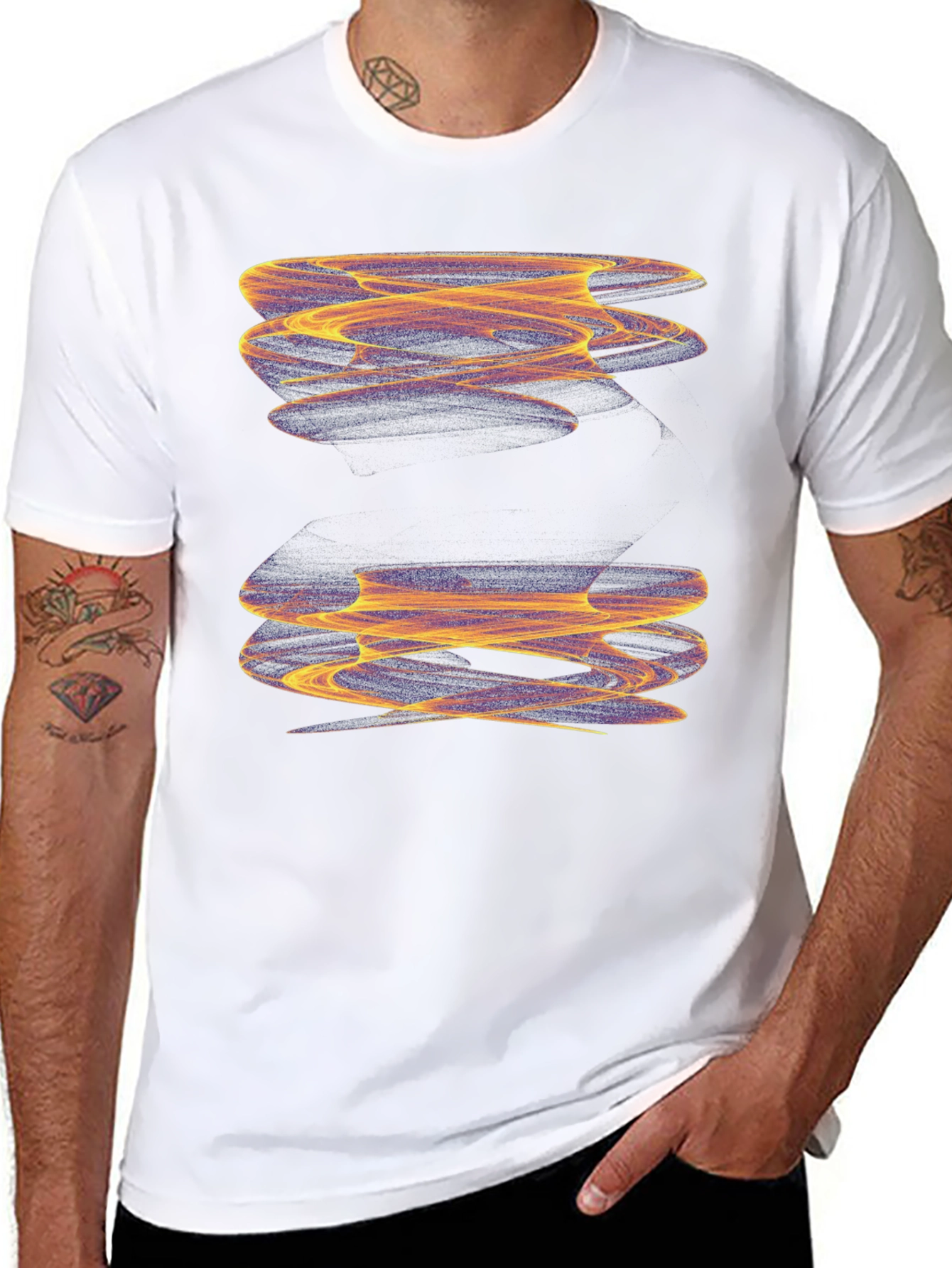 Abstract Swirl Graphic Black T-Shirt