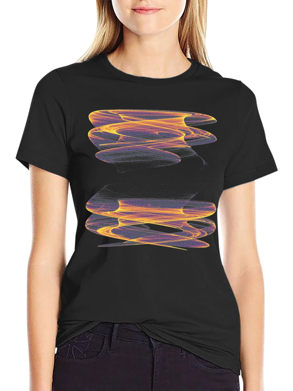 Abstract Swirl Graphic Black T-Shirt