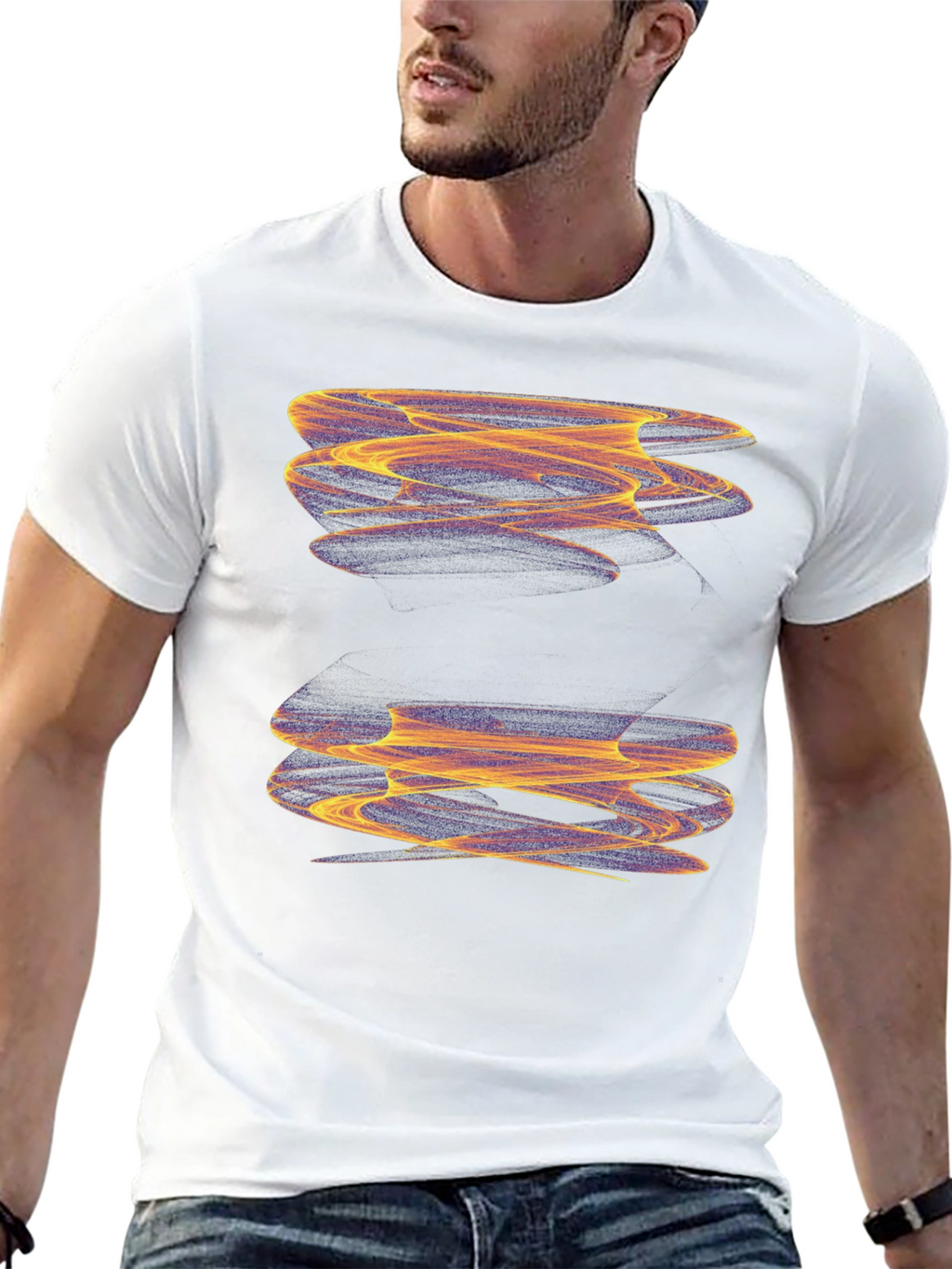 Abstract Swirl Graphic Black T-Shirt