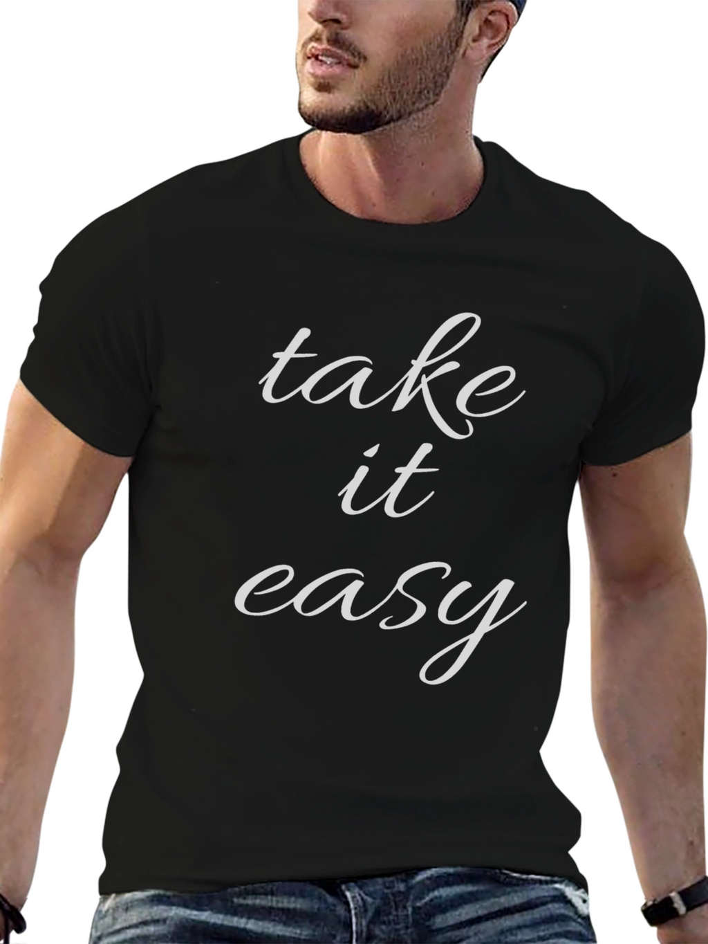 Take It Easy Graphic Tee - Black Cotton T-Shirt