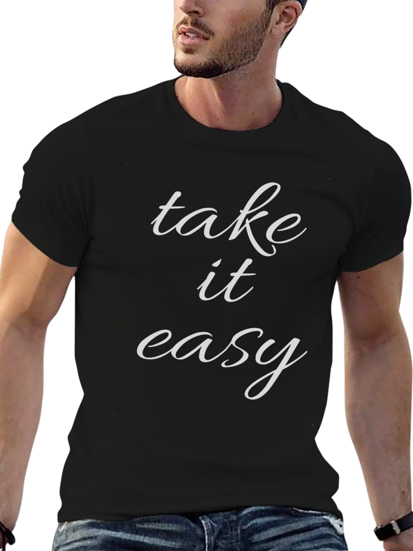 Take It Easy Graphic Tee - Black Cotton T-Shirt
