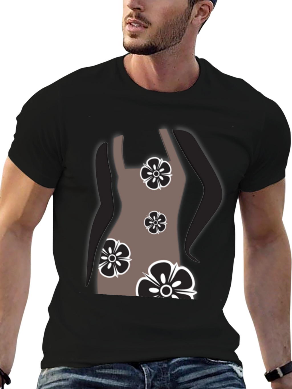 Floral Dress Graphic T-Shirt - Stylish Casual Wear