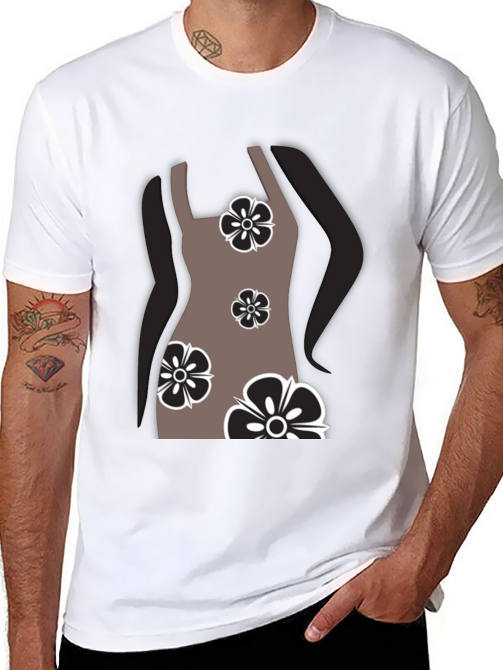 Floral Dress Graphic T-Shirt - Stylish Casual Wear