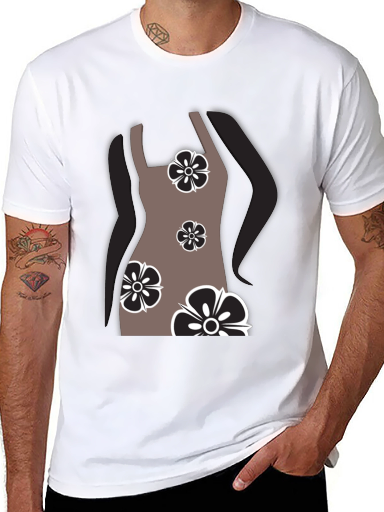 Floral Dress Graphic T-Shirt - Stylish Casual Wear
