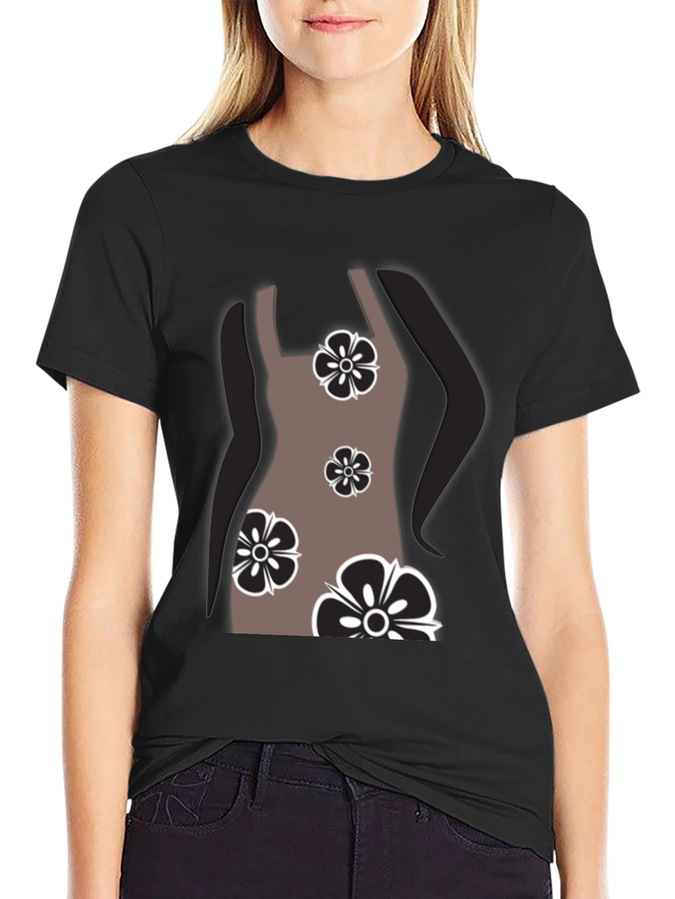 Floral Dress Graphic T-Shirt - Stylish Casual Wear