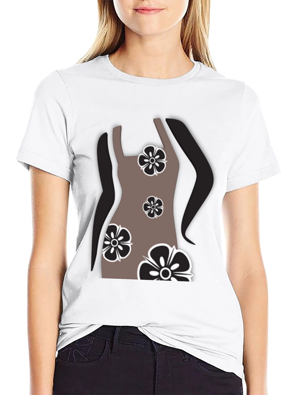 Floral Dress Graphic T-Shirt - Stylish Casual Wear