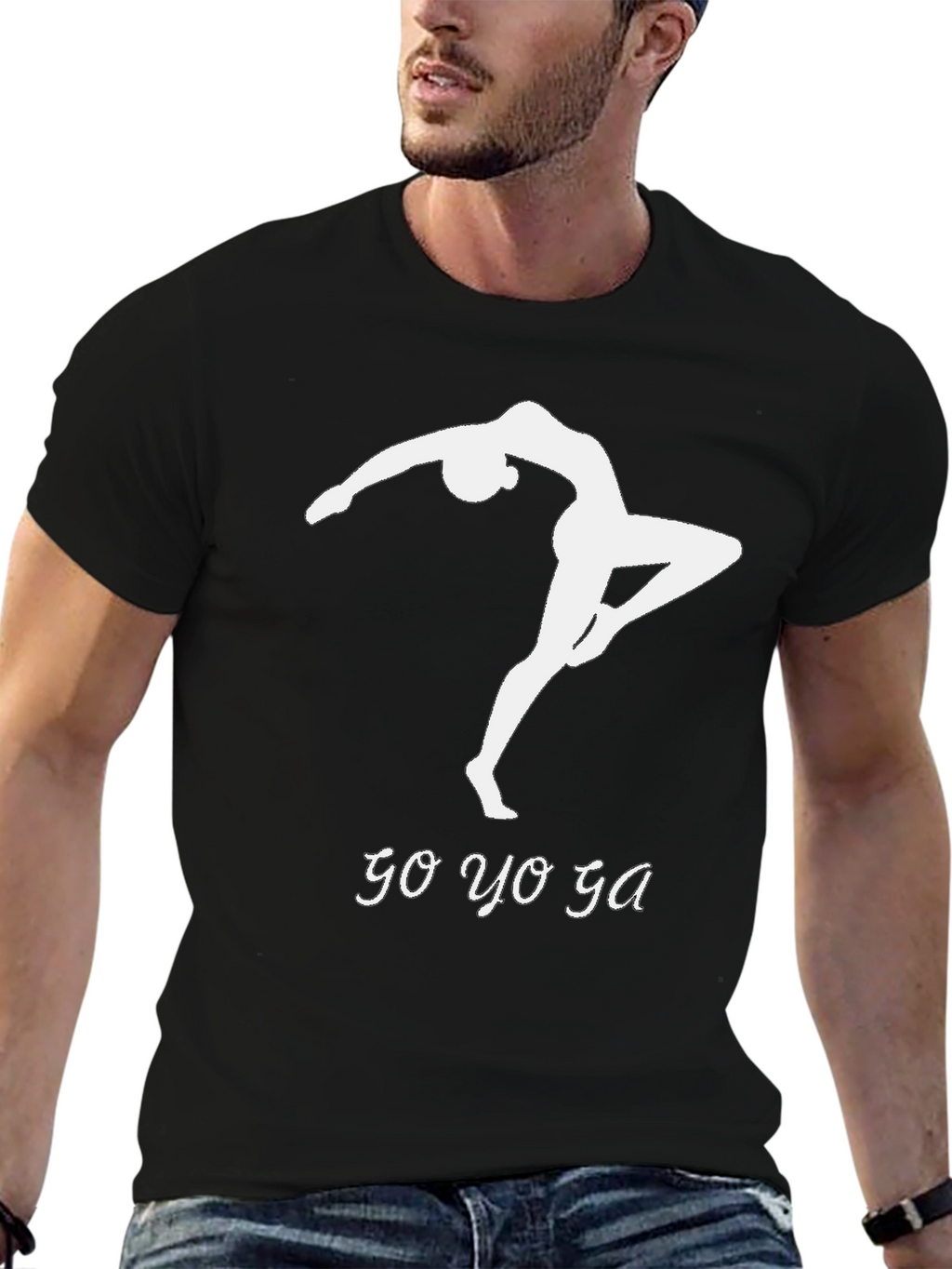Go Yoga T-Shirt Black Cotton Modern Fit