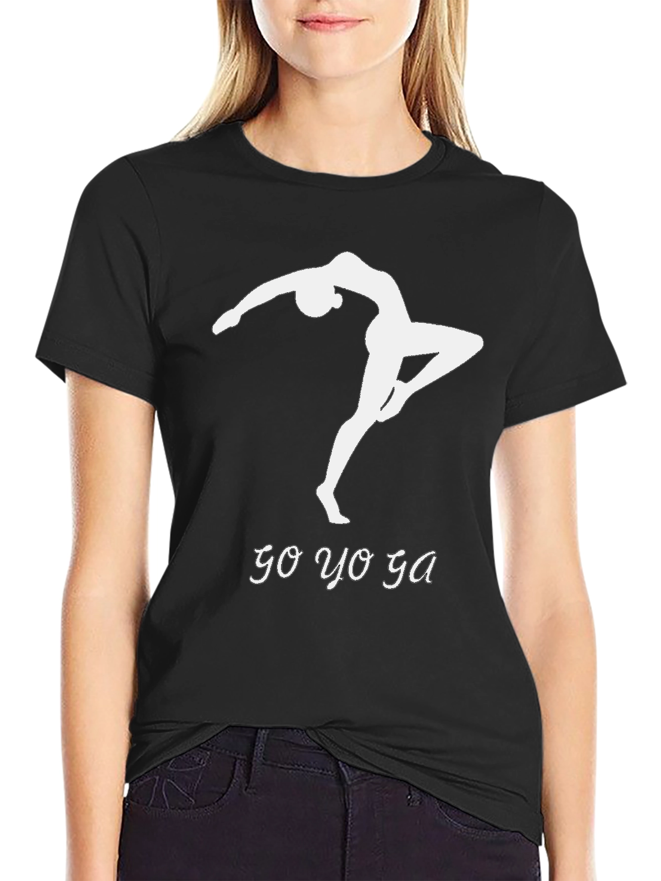 Go Yoga T-Shirt Black Cotton Modern Fit