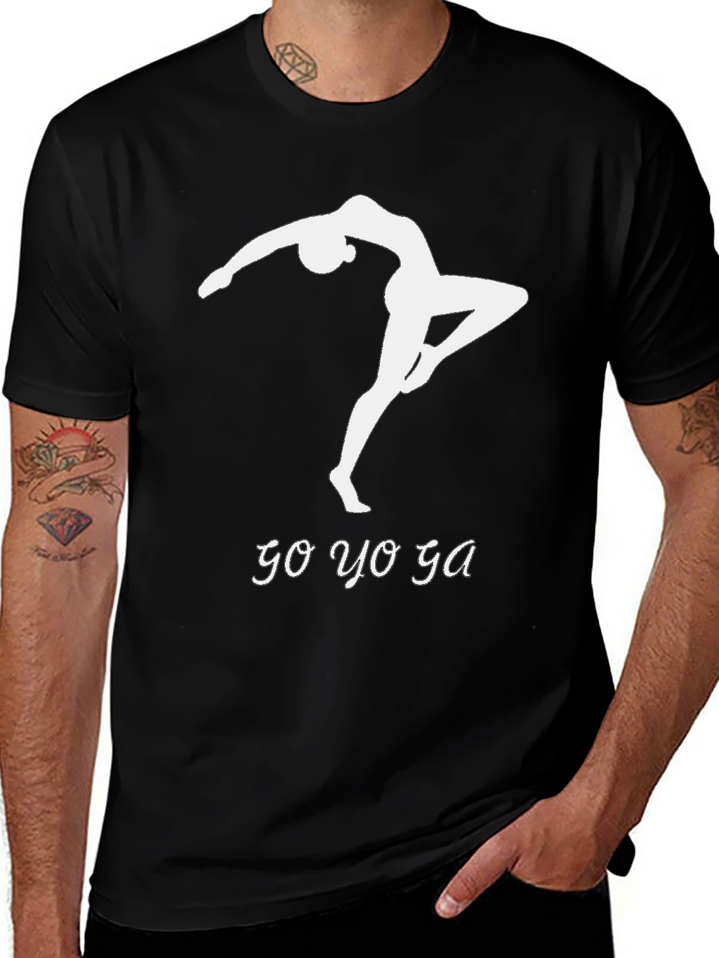 Go Yoga T-Shirt Black Cotton Modern Fit