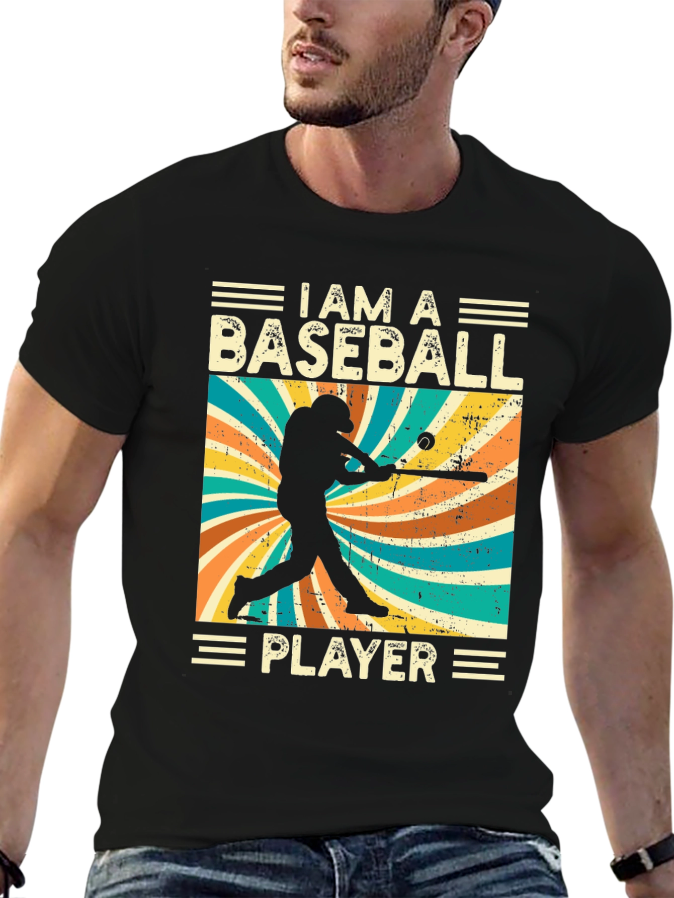 Baseball Player Graphic Tee - Vintage Style