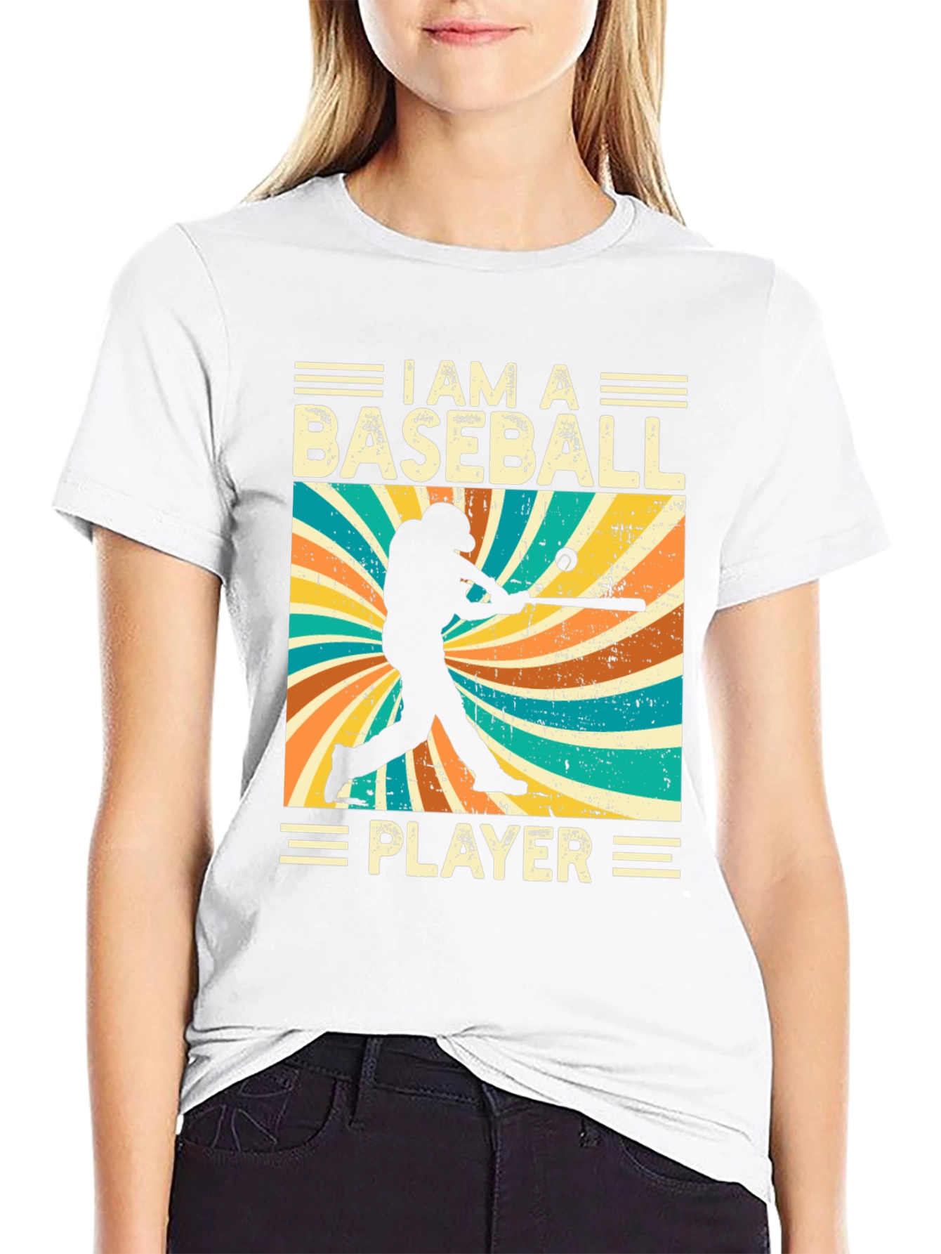 Baseball Player Graphic Tee - Vintage Style