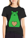 Avocado Cat Graphic Tee - Cute & Unique!