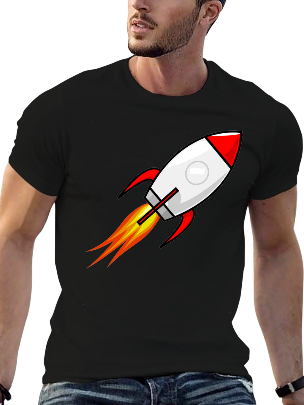 Rocket Launch Graphic Black T-Shirt