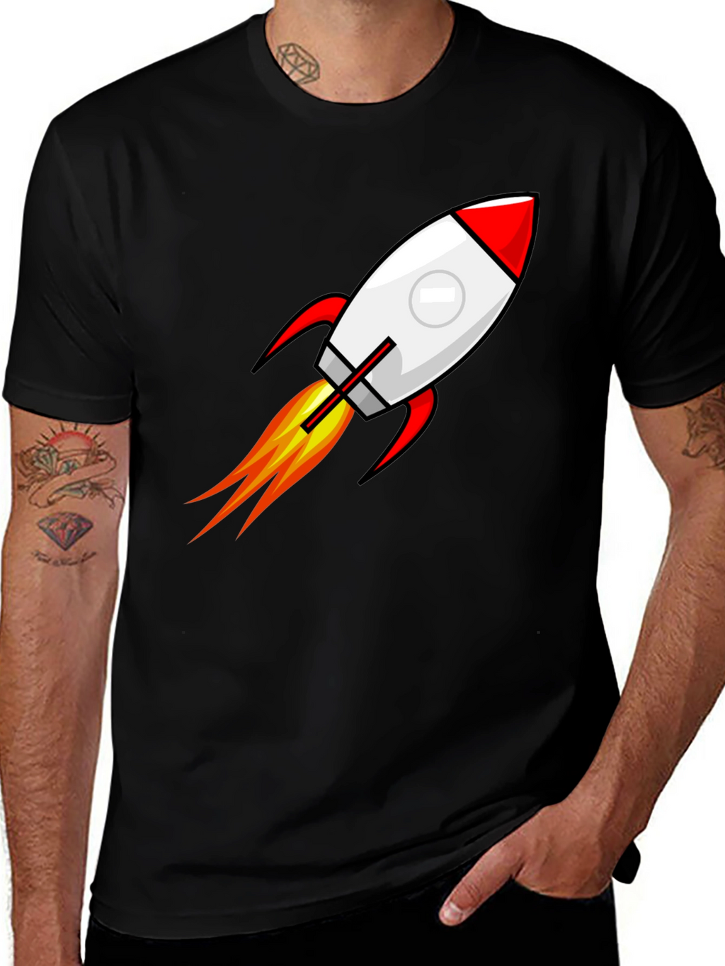 Rocket Launch Graphic Black T-Shirt
