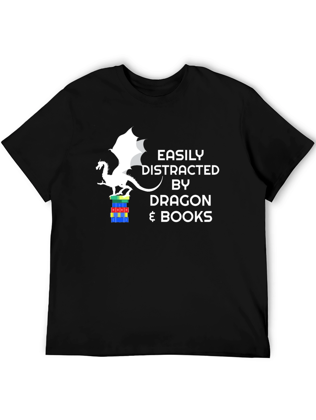 Dragon and Books Graphic Tee - Easily Distracted