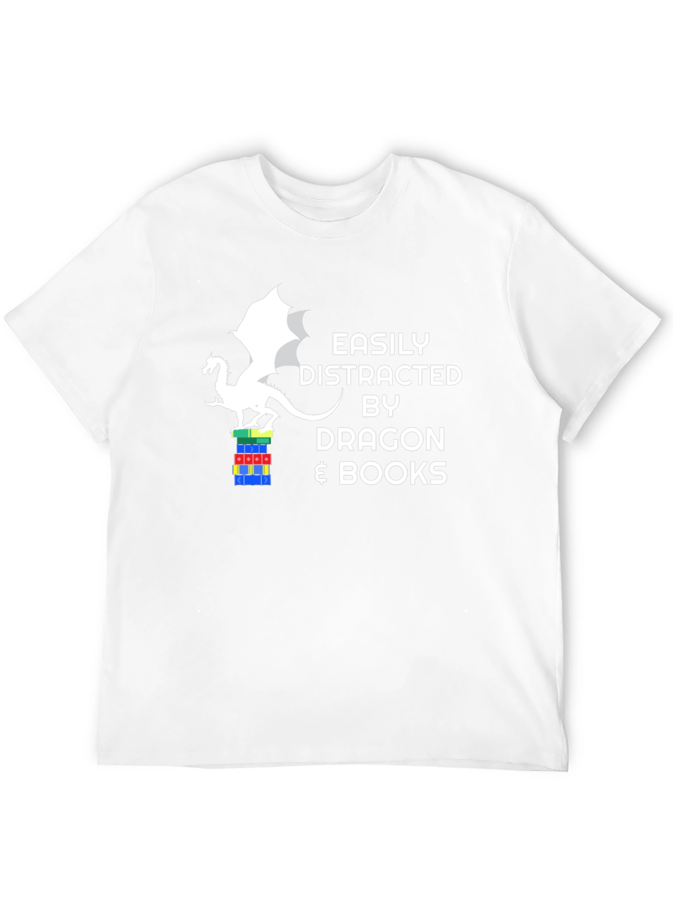 Dragon and Books Graphic Tee - Easily Distracted