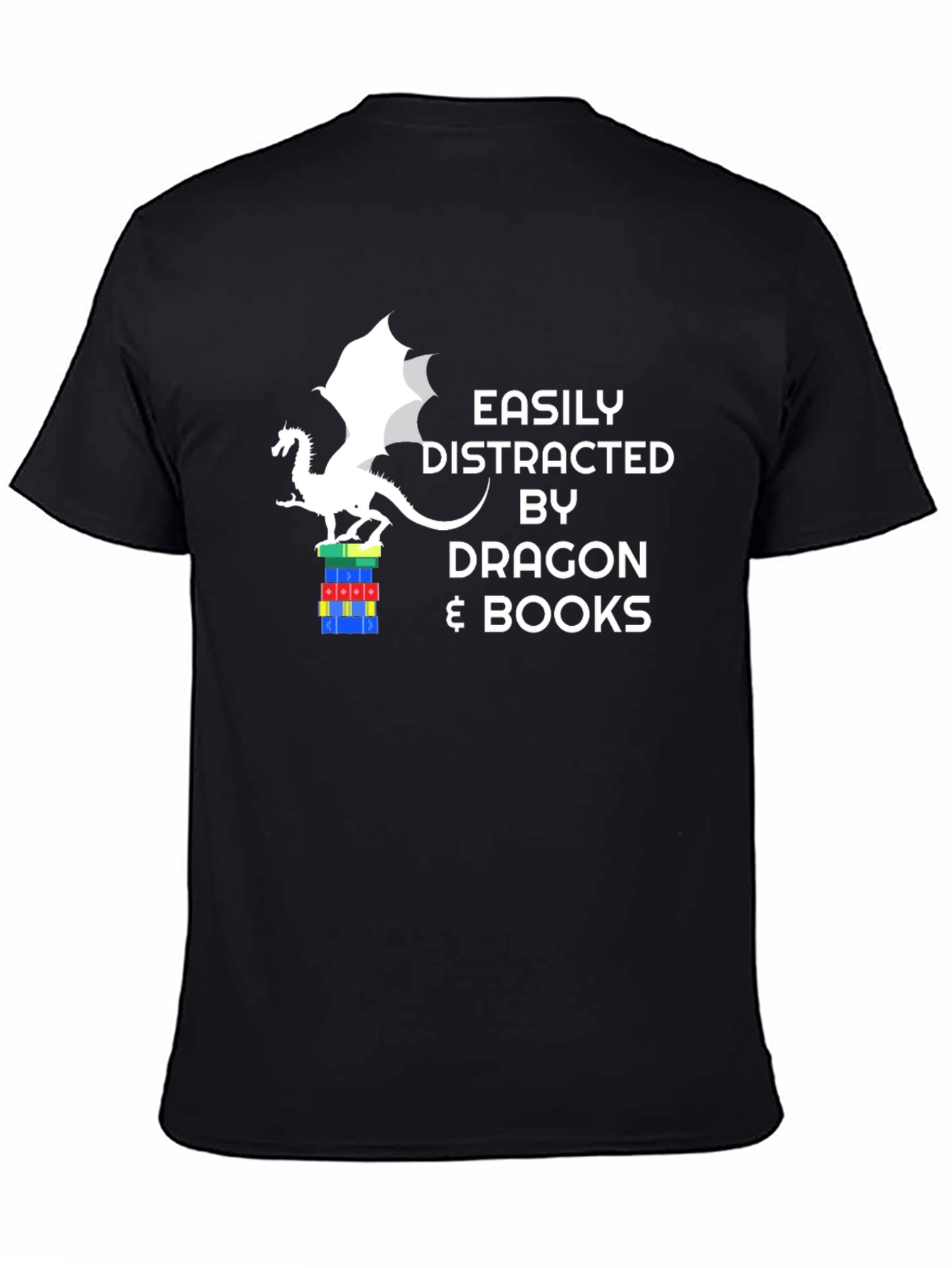 Dragon and Books Graphic Tee - Easily Distracted