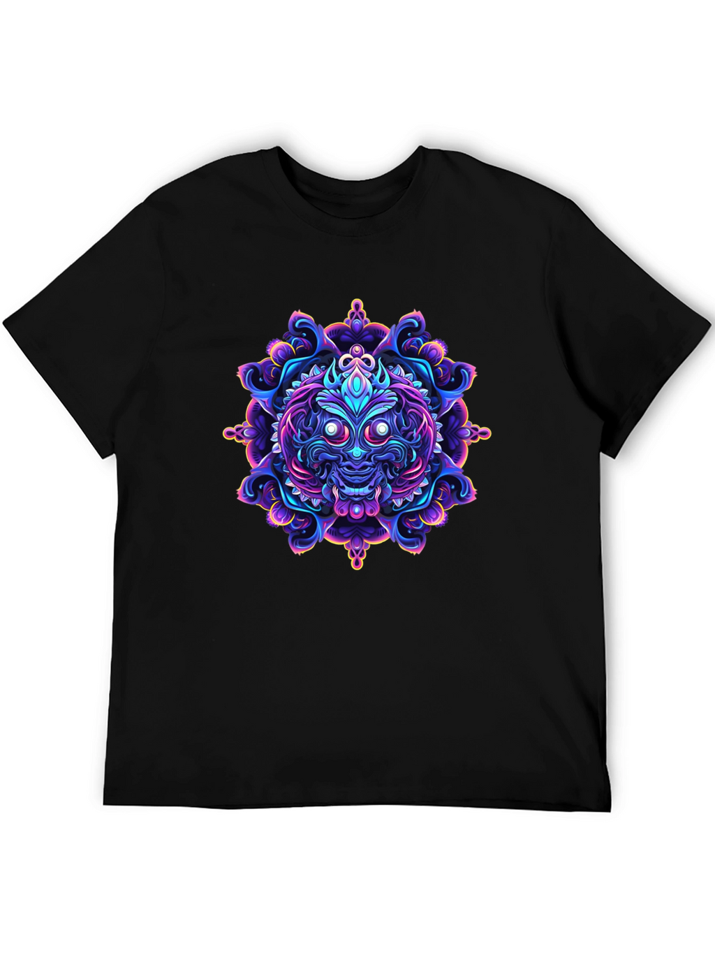 Vibrant Mandala Art Black T-Shirt
