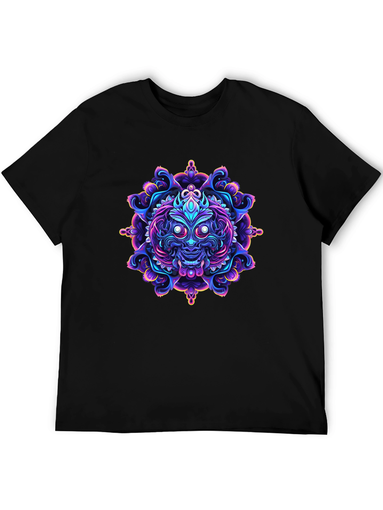 Vibrant Mandala Art Black T-Shirt