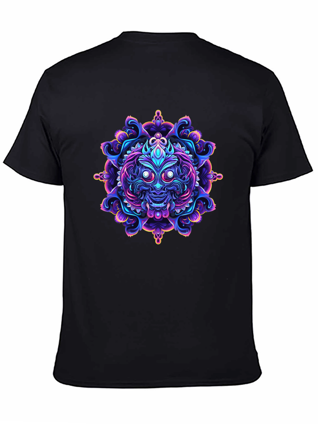 Vibrant Mandala Art Black T-Shirt