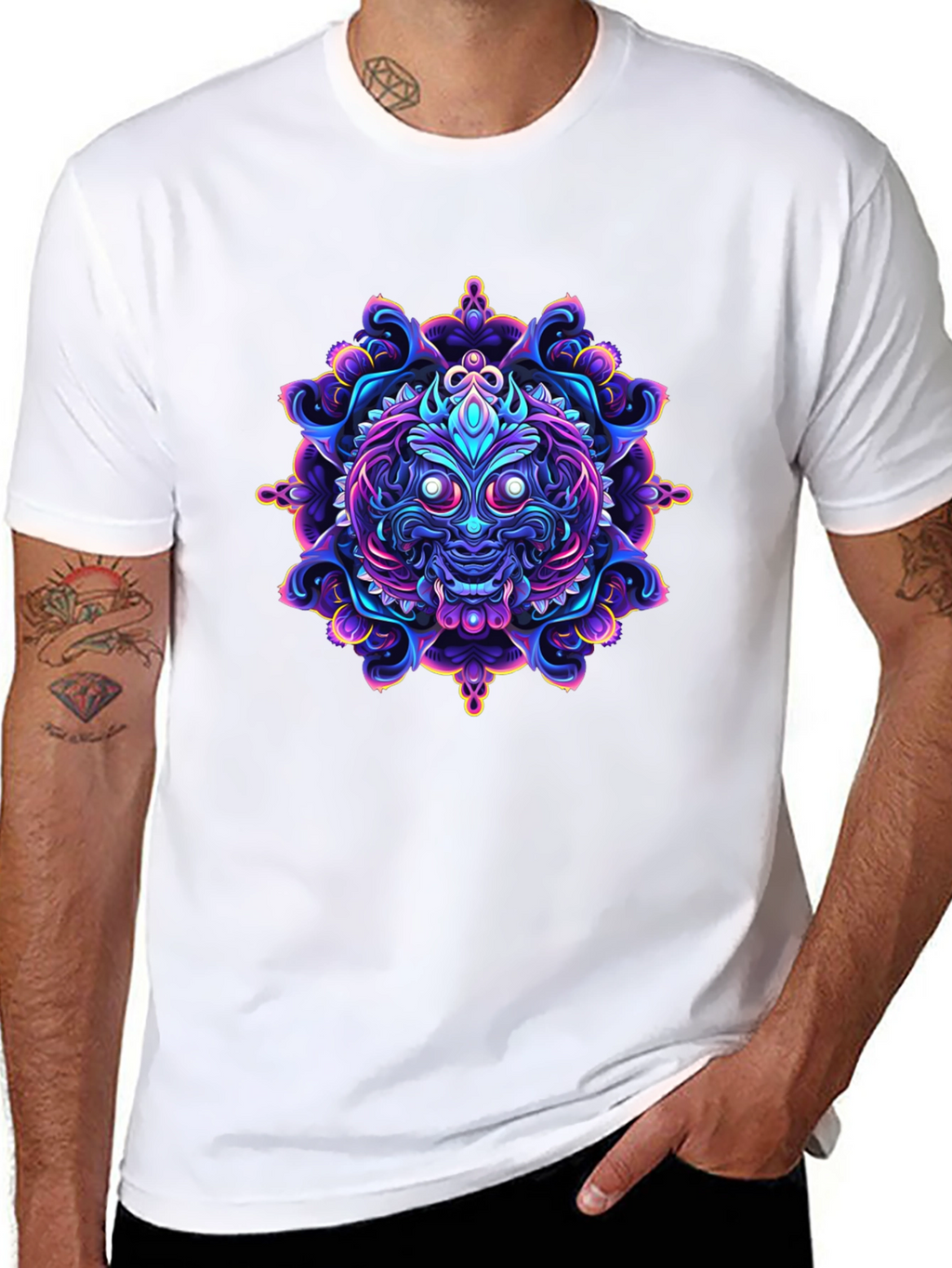 Vibrant Mandala Art Black T-Shirt